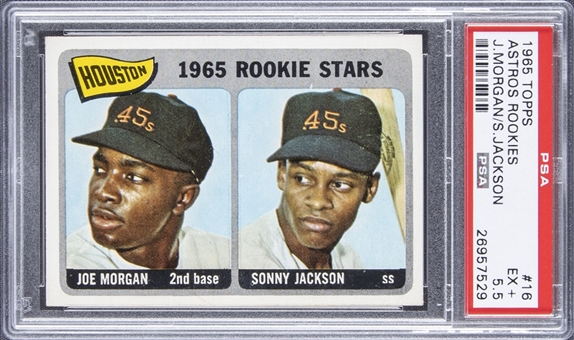 1965 Topps Astros Rookies #16 Joe Morgan/Sonny Jackson Dual Rookie Card - PSA EX+ 5.5